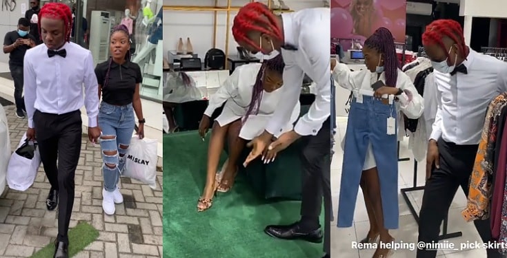 "Pick anything you like" - Rema says as he takes 'special' female fan on a shopping spree (Video)