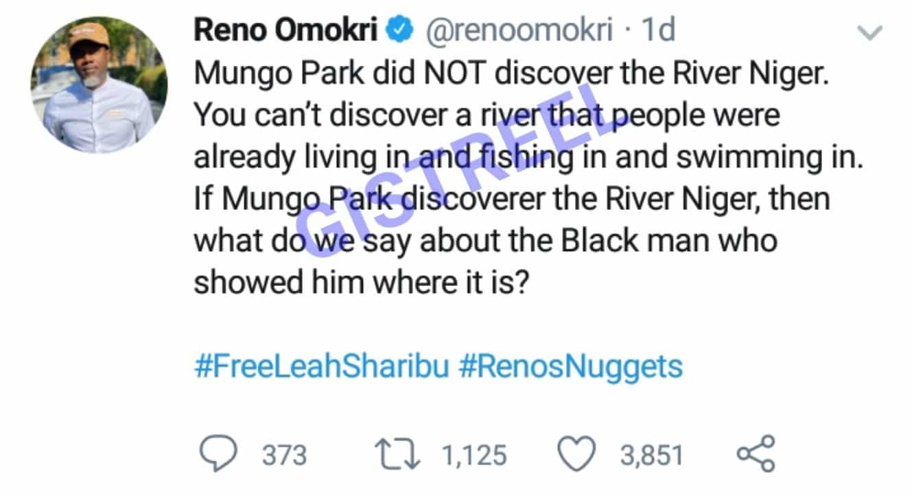 Reno Omokri Reveals Mungo Park Did Not Discover River Niger