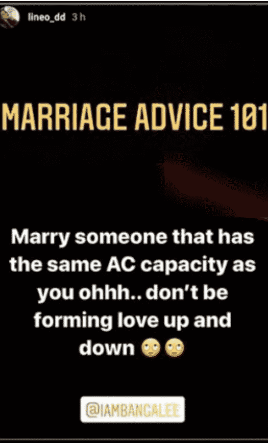 Lineo gives marriage tips