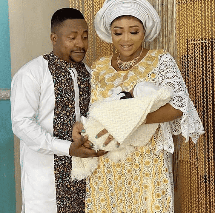 Ogungbe and his wives christen their baby