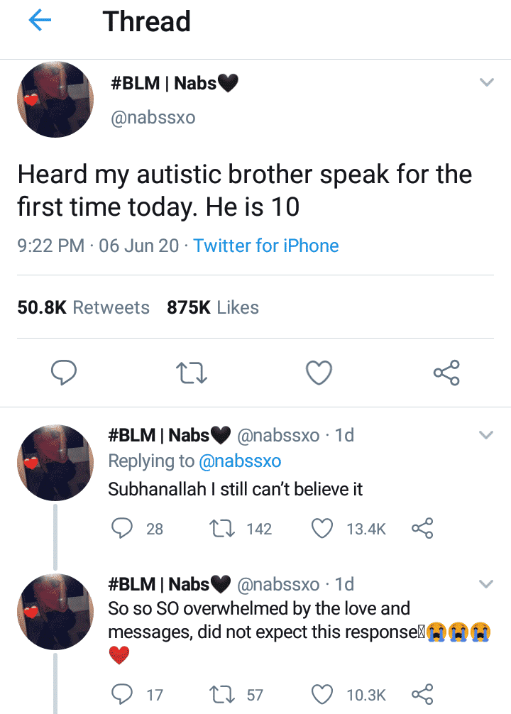 Lady excited as her autistic brother speaks