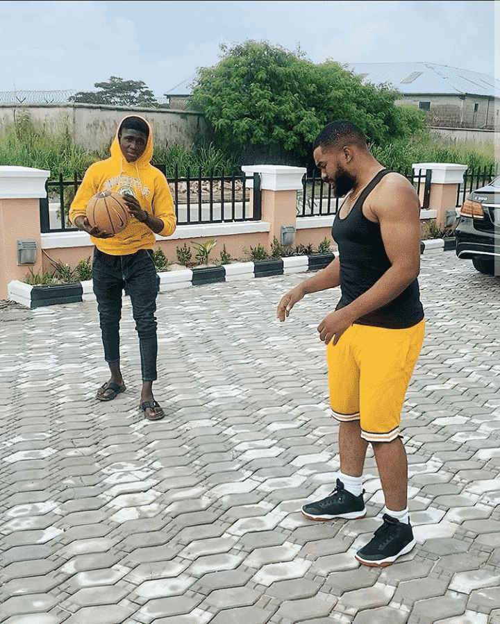 Uchemba playing basketball with Demola