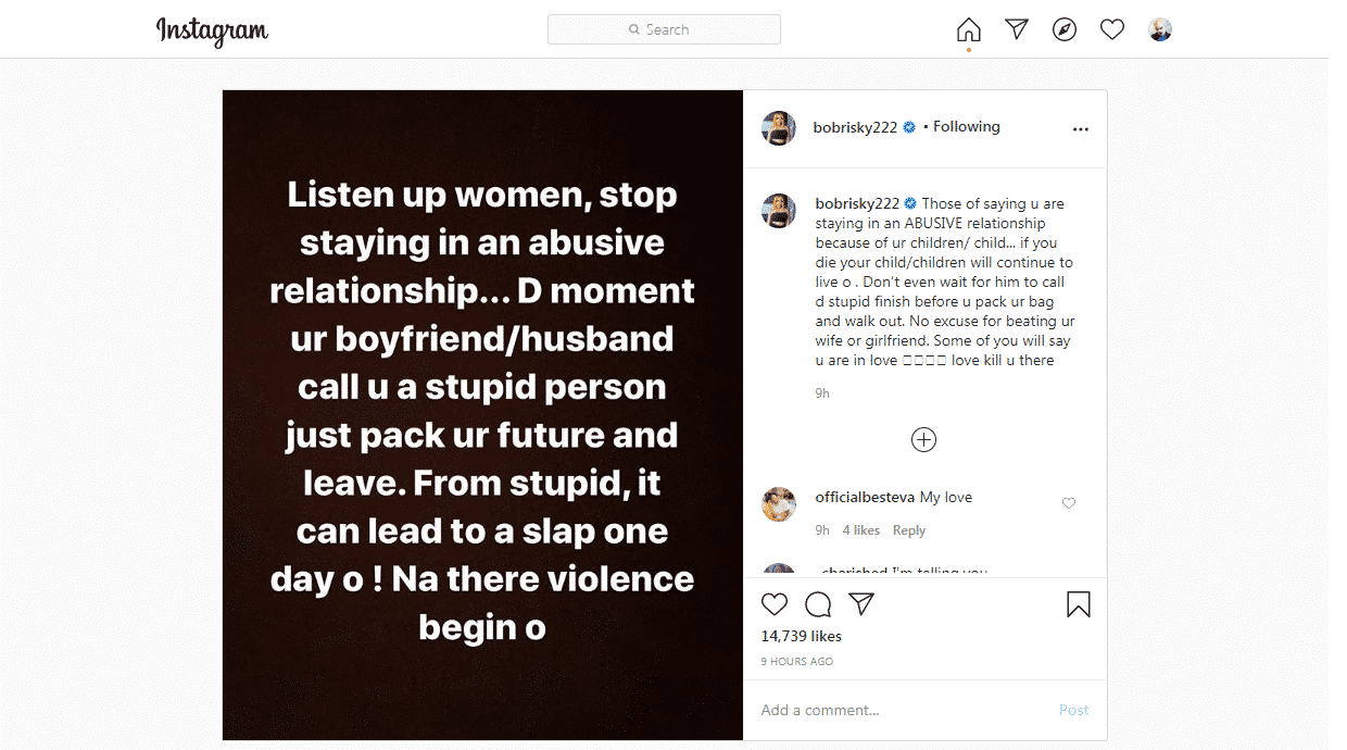 Bobrisky speaks on abusive relationships