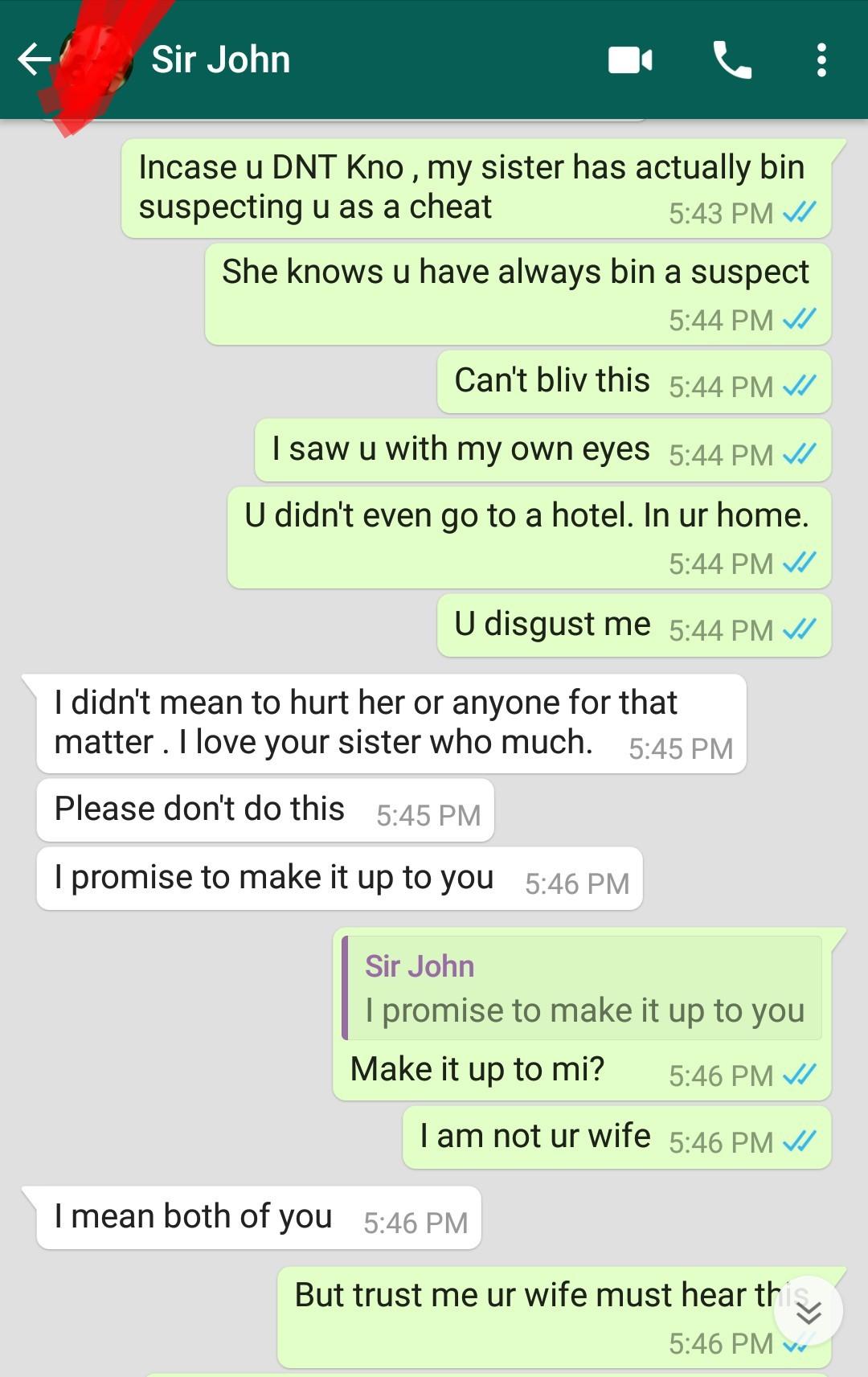 Lady shares chat with sisters husband who promised to lick her honey pot image