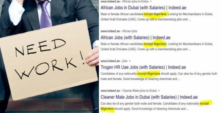 Mulitple Dubai companies begin rejecting Nigerian job applicants (screenshots)