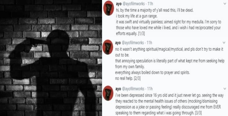 Nigerian man leaves suicidal note on Twitter