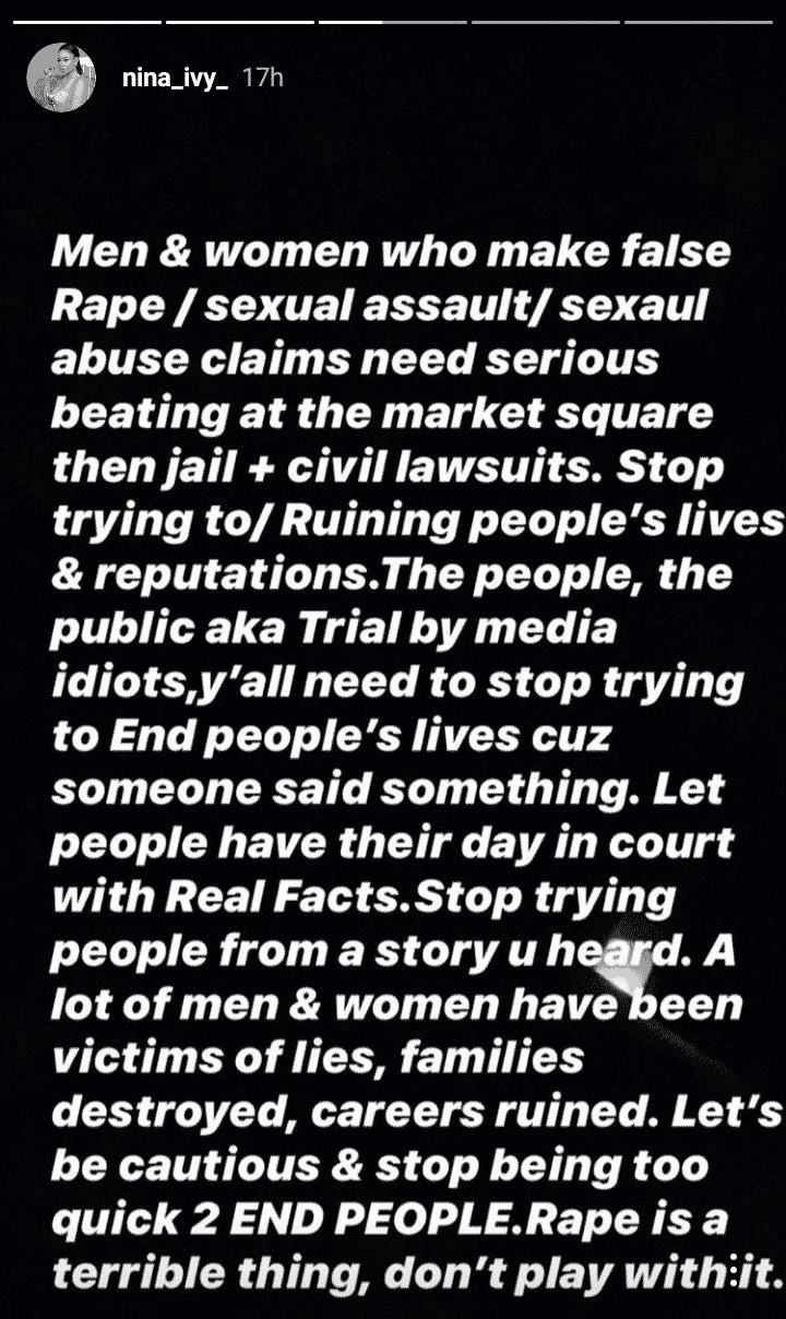 Nina Ivy blasts false rape accusers