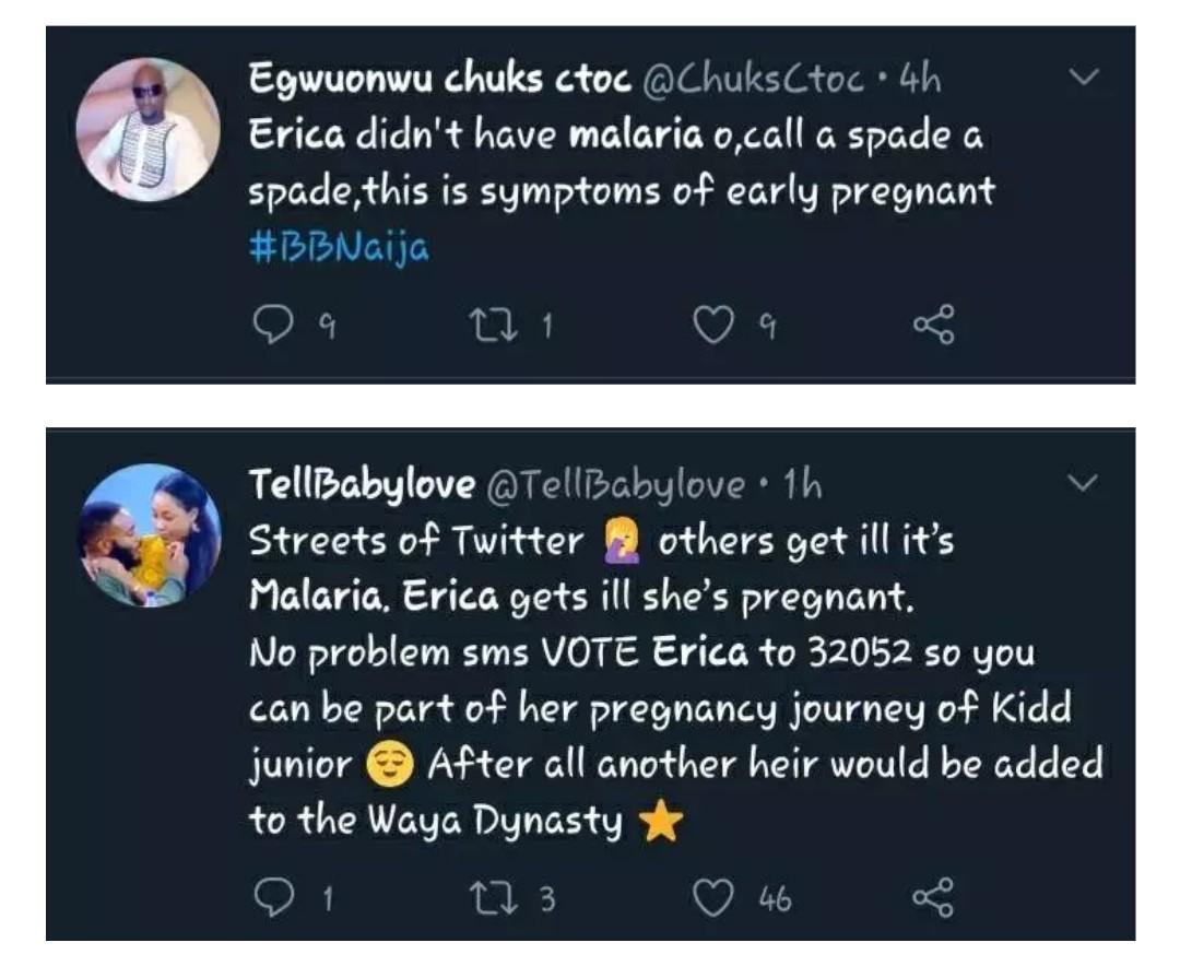 #Bbnaija Lockdown: Fans Suggest Erica Is Pregnant For Kiddwaya After She Fell Sick  