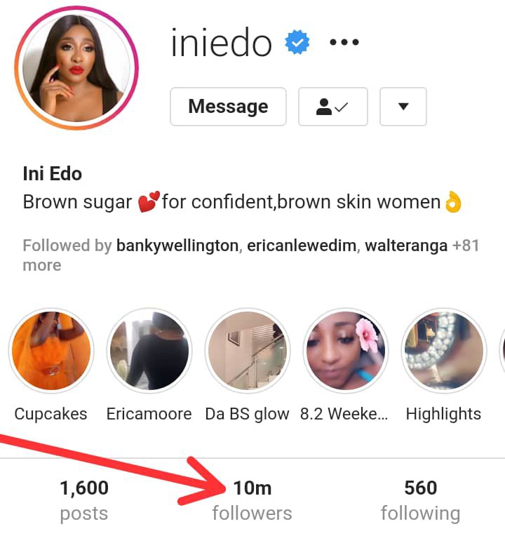 Ini Edo Instagram followers