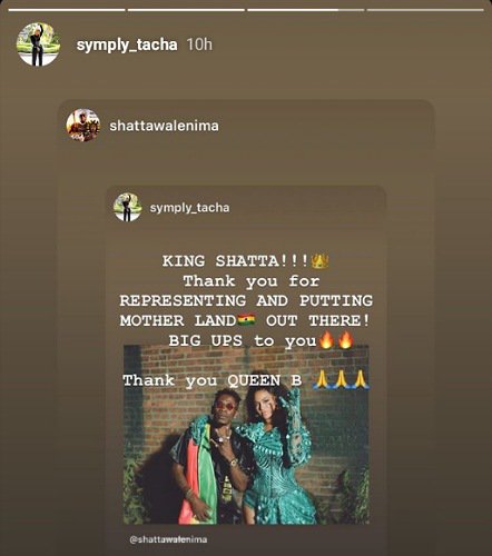 Tacha congratulates Shatta Wale