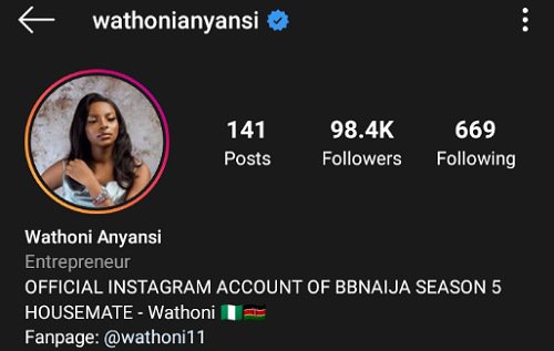Wathoni becomes verified on Instagram