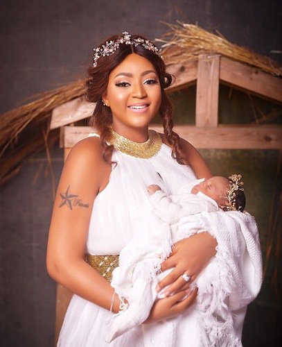 Regina Daniels photos with her son