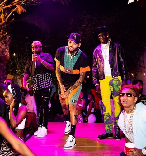 Davido celebrates with Chris Brown