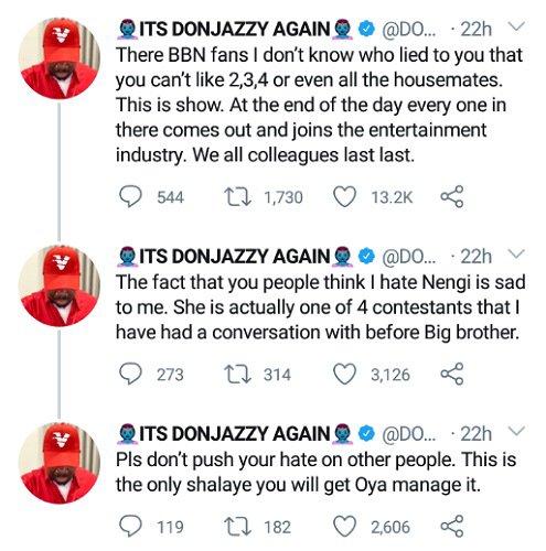 Don Jazzy replies Nengi