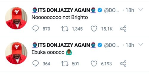 Don Jazzy reacts to BrightO's eviction
