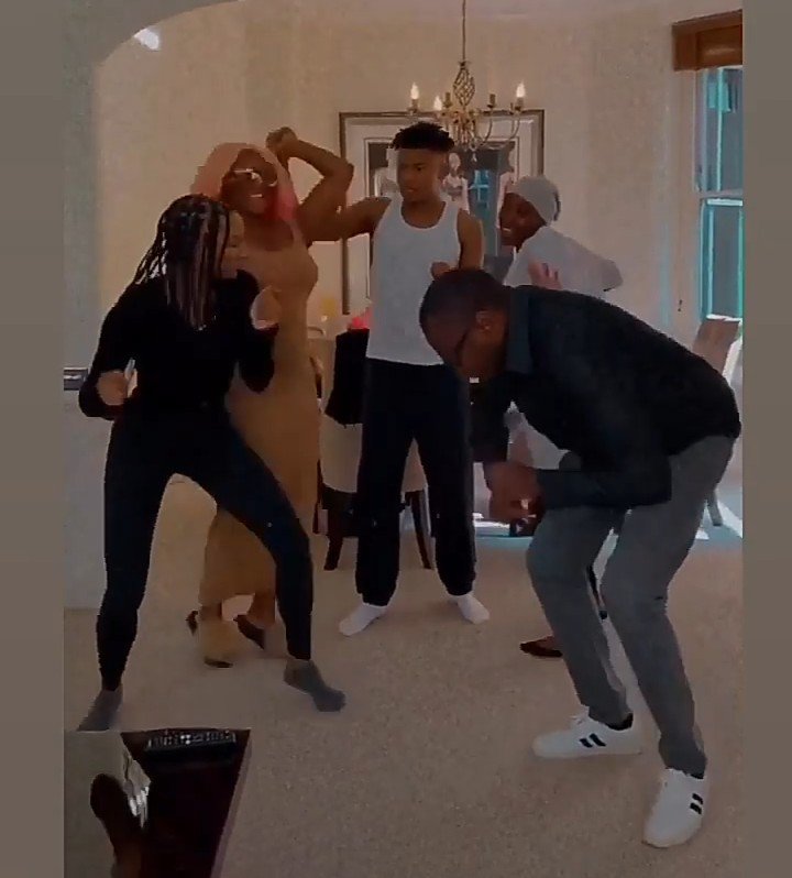 Femi Otedola dances with his children