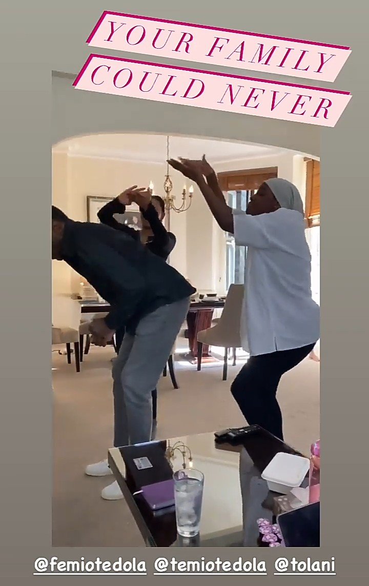 Femi Otedola dances with his children