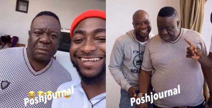 Comic actor Mr Ibu visits Davido's mansion