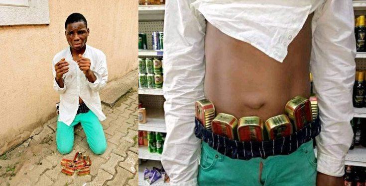 Man caught inside a supermarket with 'stolen' items around his waist (photos)