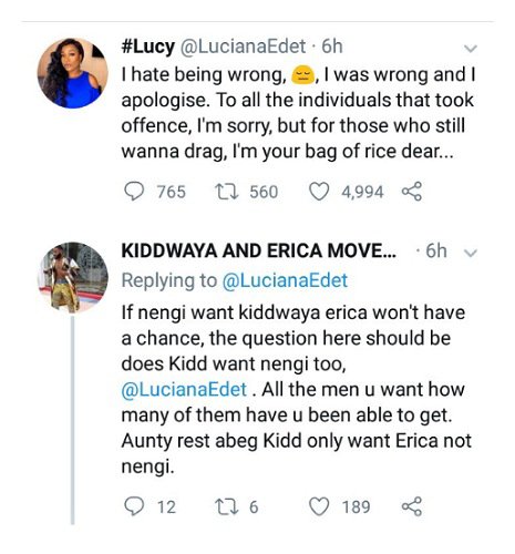 BBNaija's Lucy apologizes