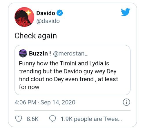 Davido tears trolls apart