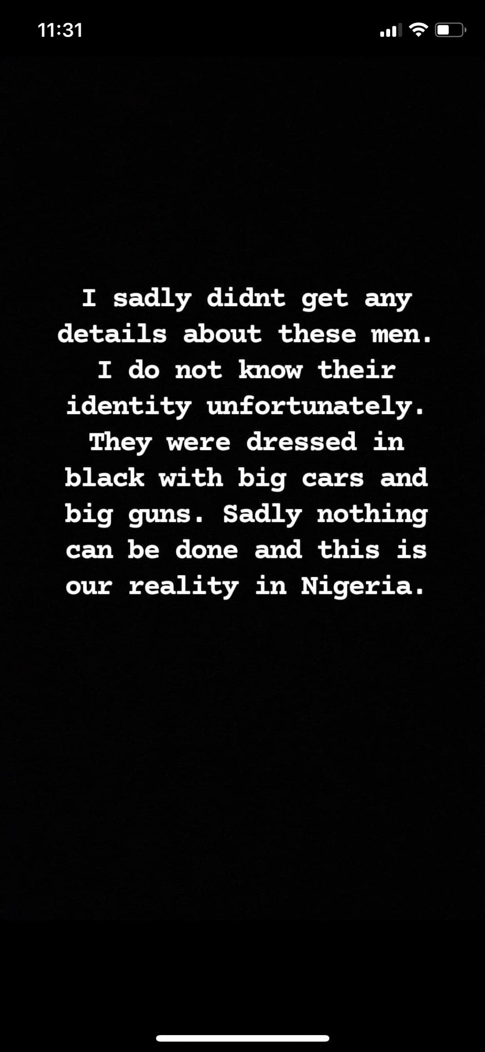 Lady and her friends kidnapped by SARS