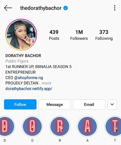 Dorathy Hits 1 Million Followers