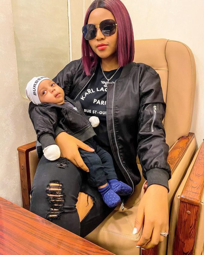 Regina Daniels with her son Munir