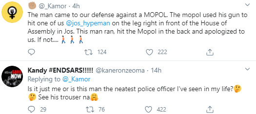 #EndSARS: Protesters praise policeman