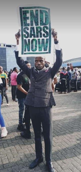 Man Joins #EndSARs Protest After His Court Wedding