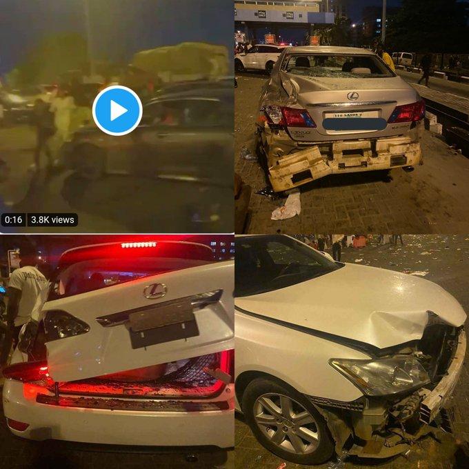 Cars destroyed at lekki Toll gate