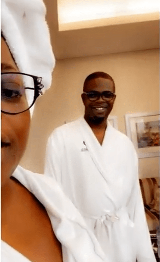funke akindele and her husband on vacation