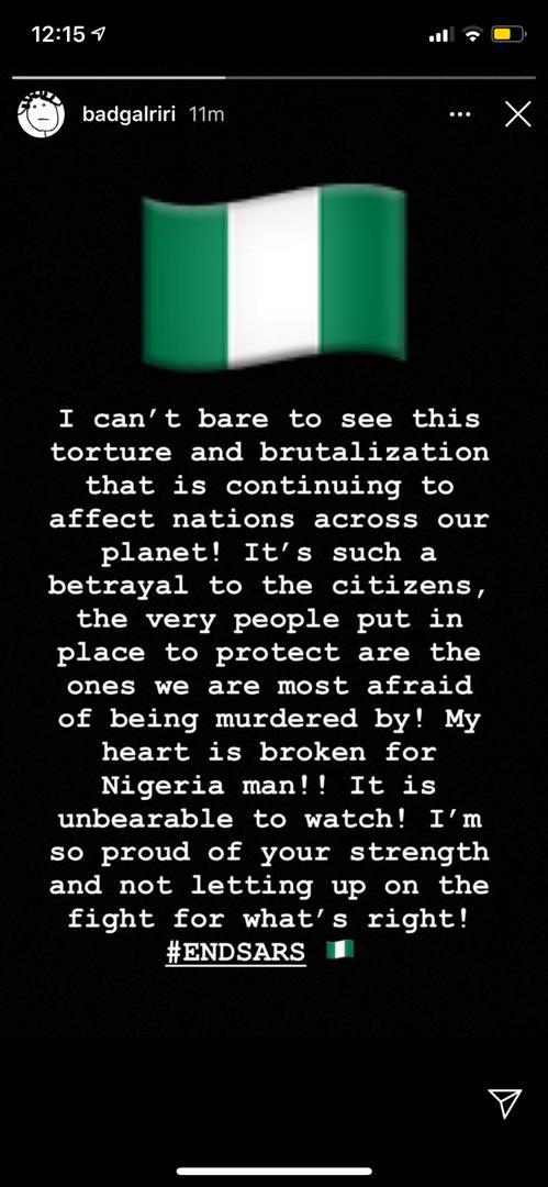 Lekki Shooting: Rihanna Lends Voice To #EndSARS Protest