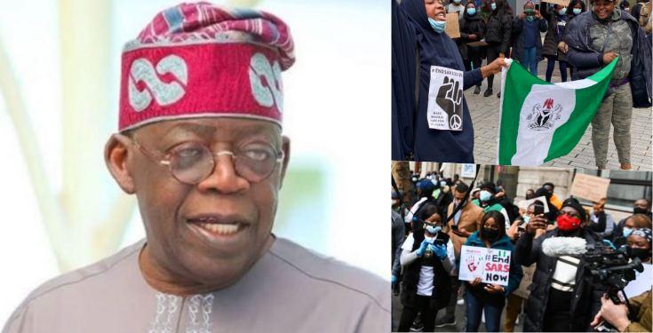 #EndSARS protesters storms Tinubu’s residence in London (Video)