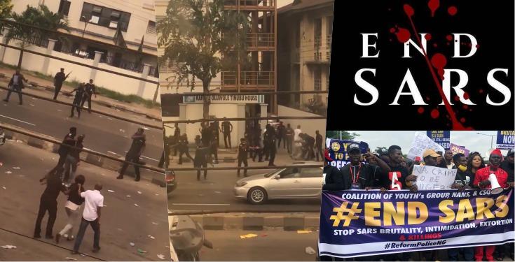 Moment Police Officers Beat Up Female Protesters in Lagos, Endsars Police beating women