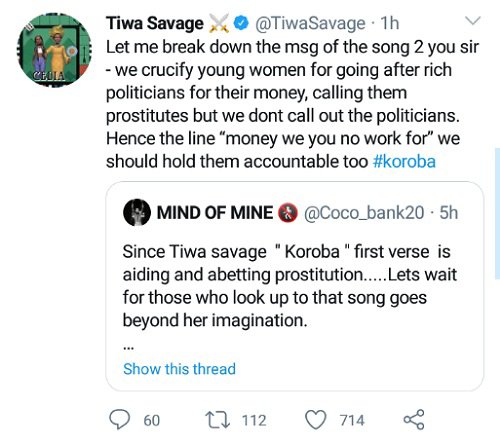 Tiwa Savage Schools Critic