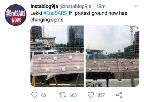 #EndSARS phone-charging spots