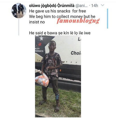 Boy shares snacks to protesters