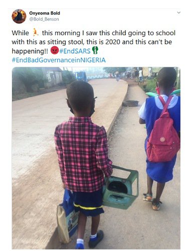 Student going to school with a stove