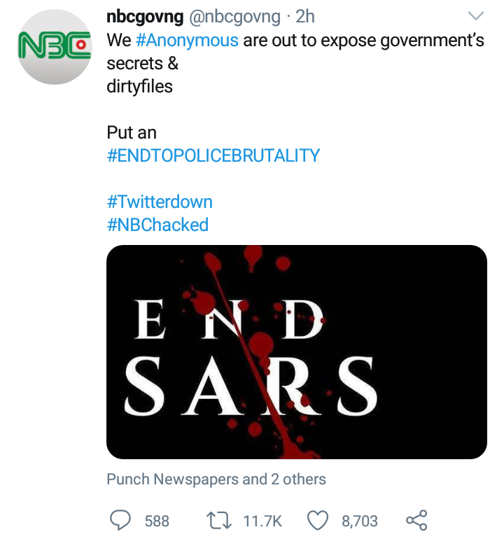 #EndSARS: Anonymous Hacks NBC