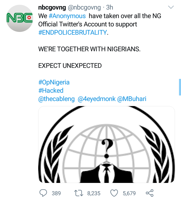 #EndSARS: Anonymous Hacks NBC