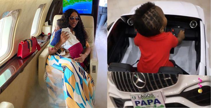 Davido’s fiancee, Chioma buys son customized Benz for his first birthday (Videos)
