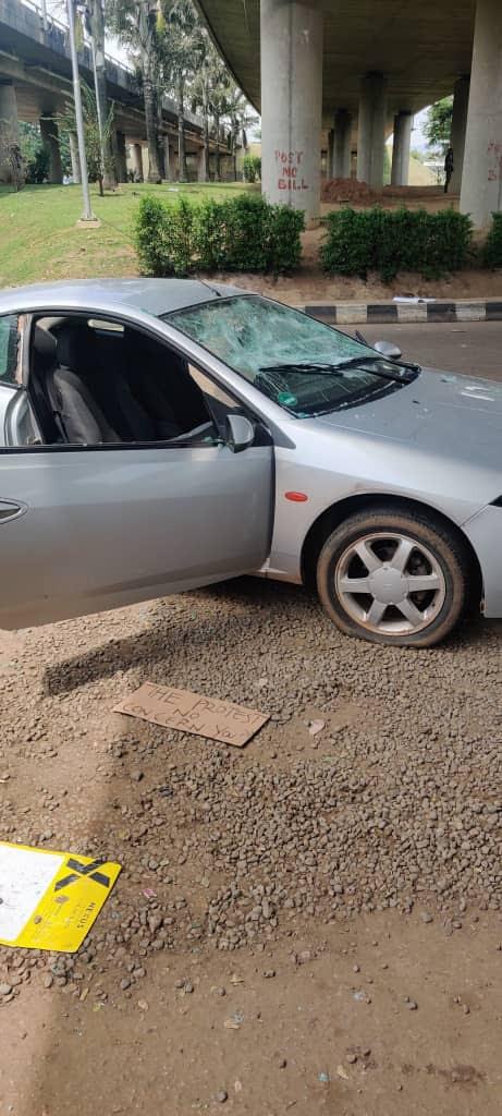 car destroyed #endars abuja