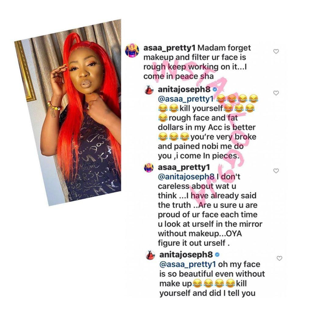 exchange between anita joseph and a troll on instagram