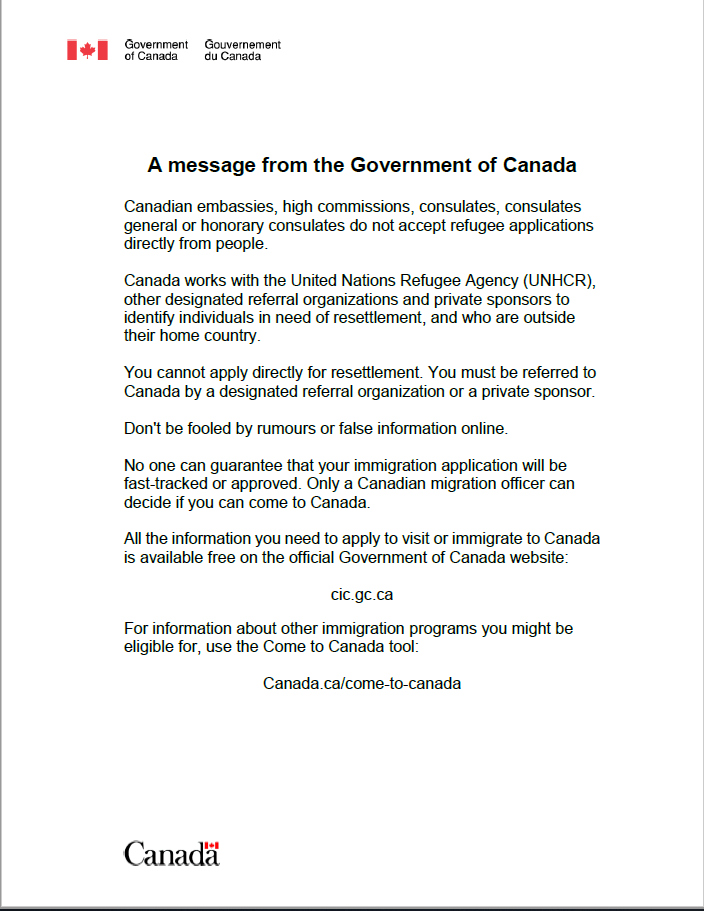 Asylum statement by the High Commission of Canada to Nigeria