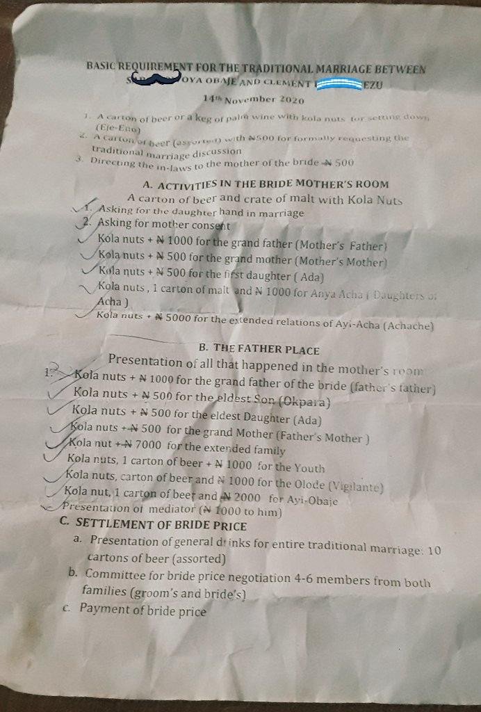 Bride price reduction in Igboland