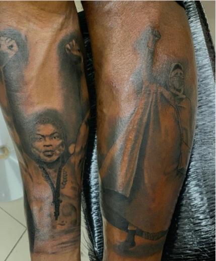 #EndSARS protester inks tattoo of Lekki shooting on his body