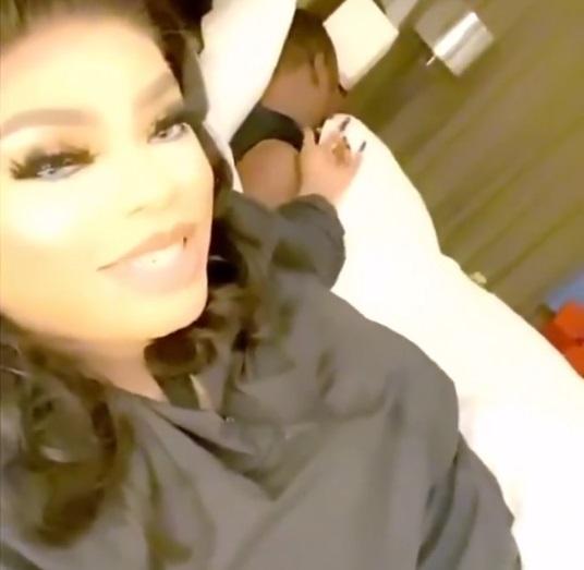 Bobrisky shows off his 'mystery lover' in hotel room (Video)