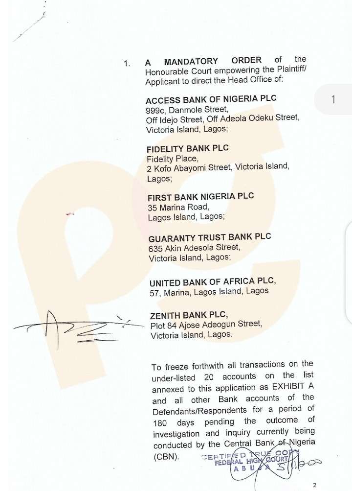 CBN order to freeze accounts of ENDSARS promoters and influencers