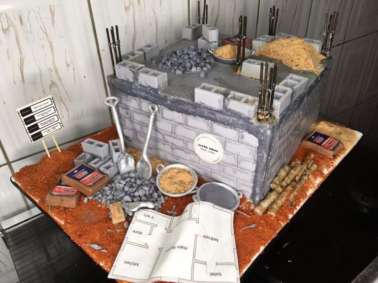Cake looking like house construction